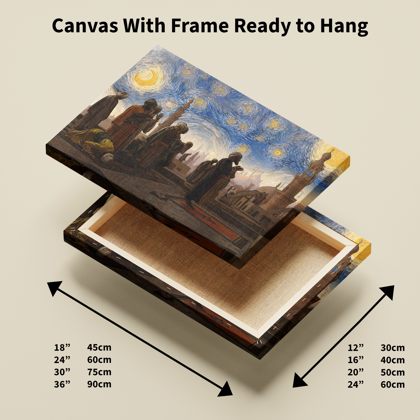 Starry Night Salah Wooden Framed Canvas