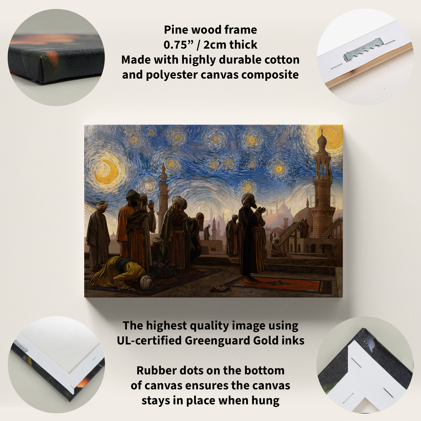 Starry Night Salah Wooden Framed Canvas