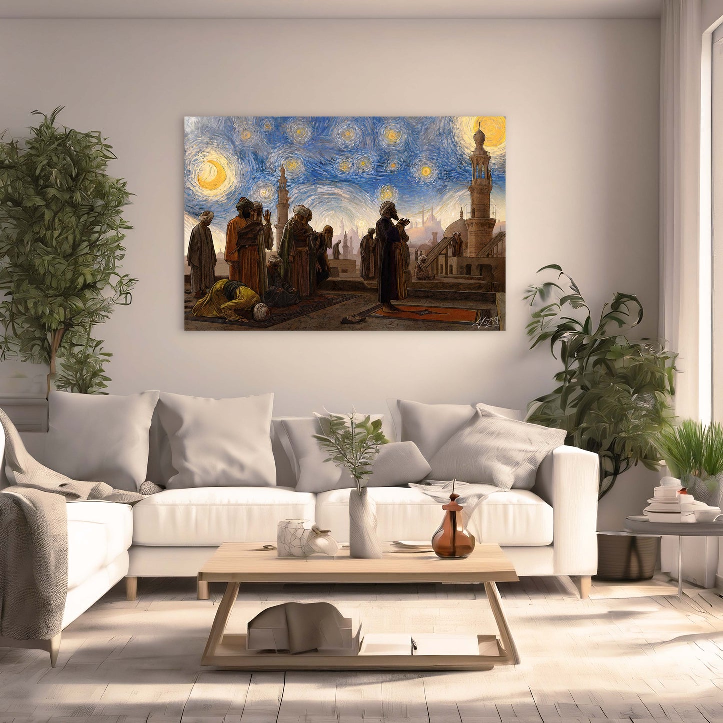 Starry Night Salah Wooden Framed Canvas