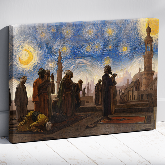 'Starry Night Salah' Wooden Framed Canvas